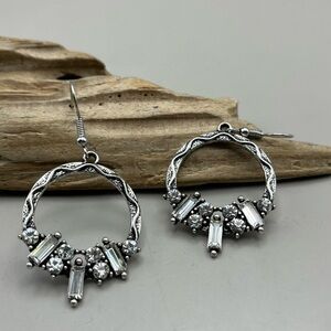 Elegant Silver and Crystal Hoop Earrings